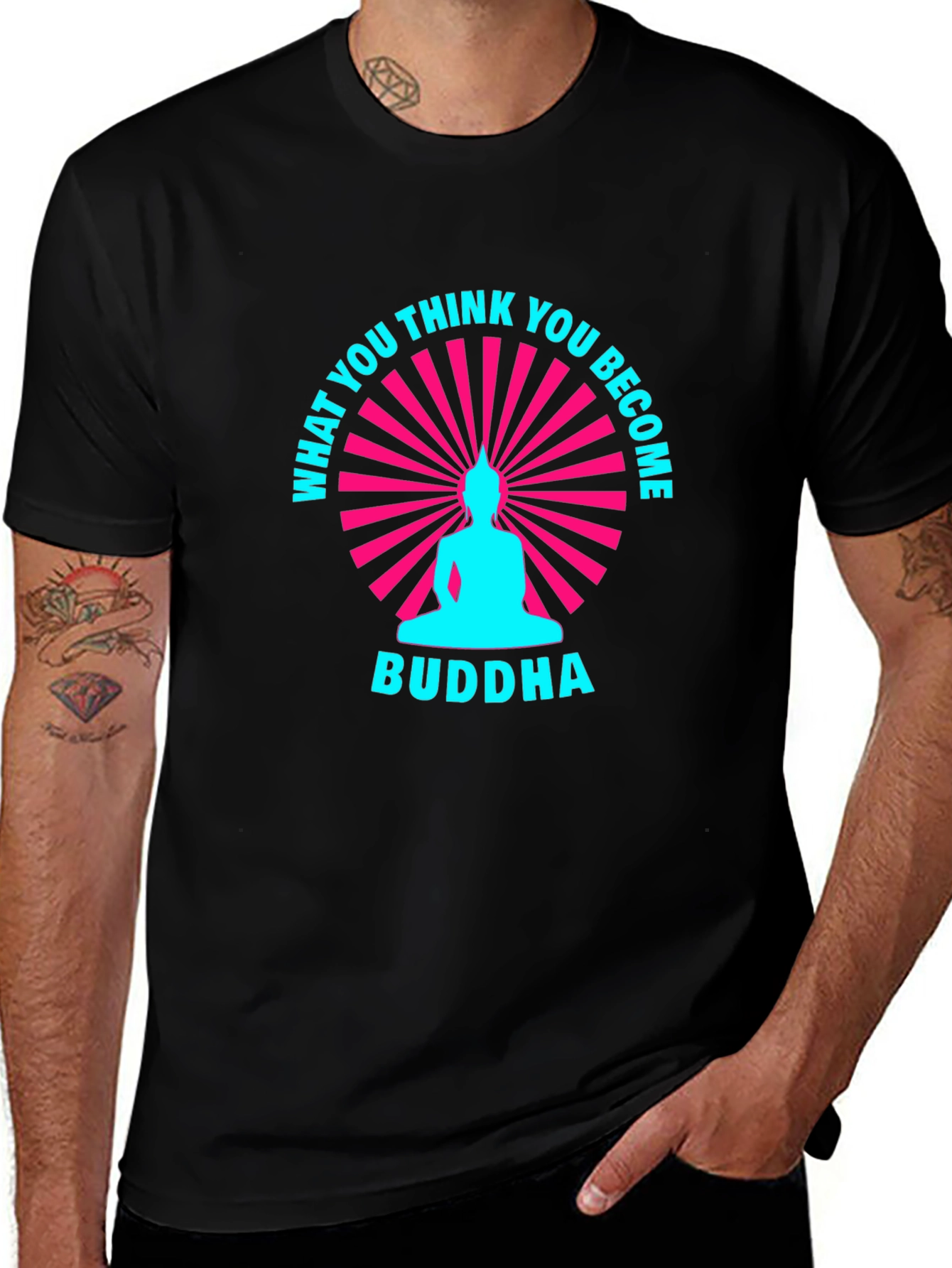 Buddha Graphic Black T-Shirt - What You Think You Become