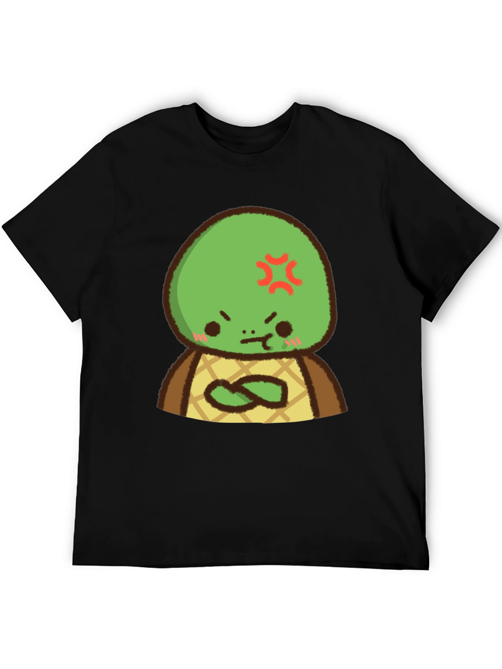 Angry Turtle Cartoon Graphic Tee - Black