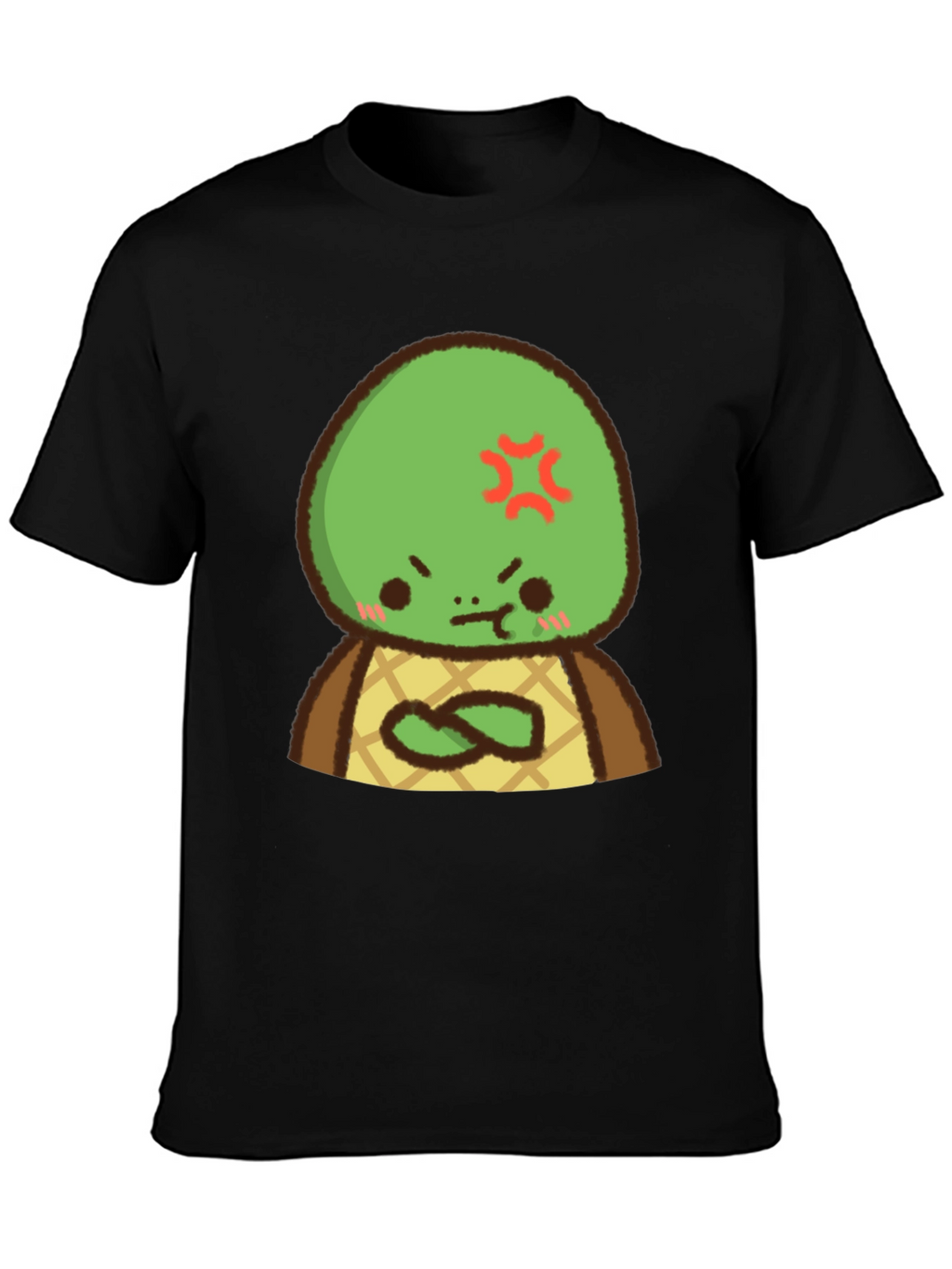 Angry Turtle Cartoon Graphic Tee - Black