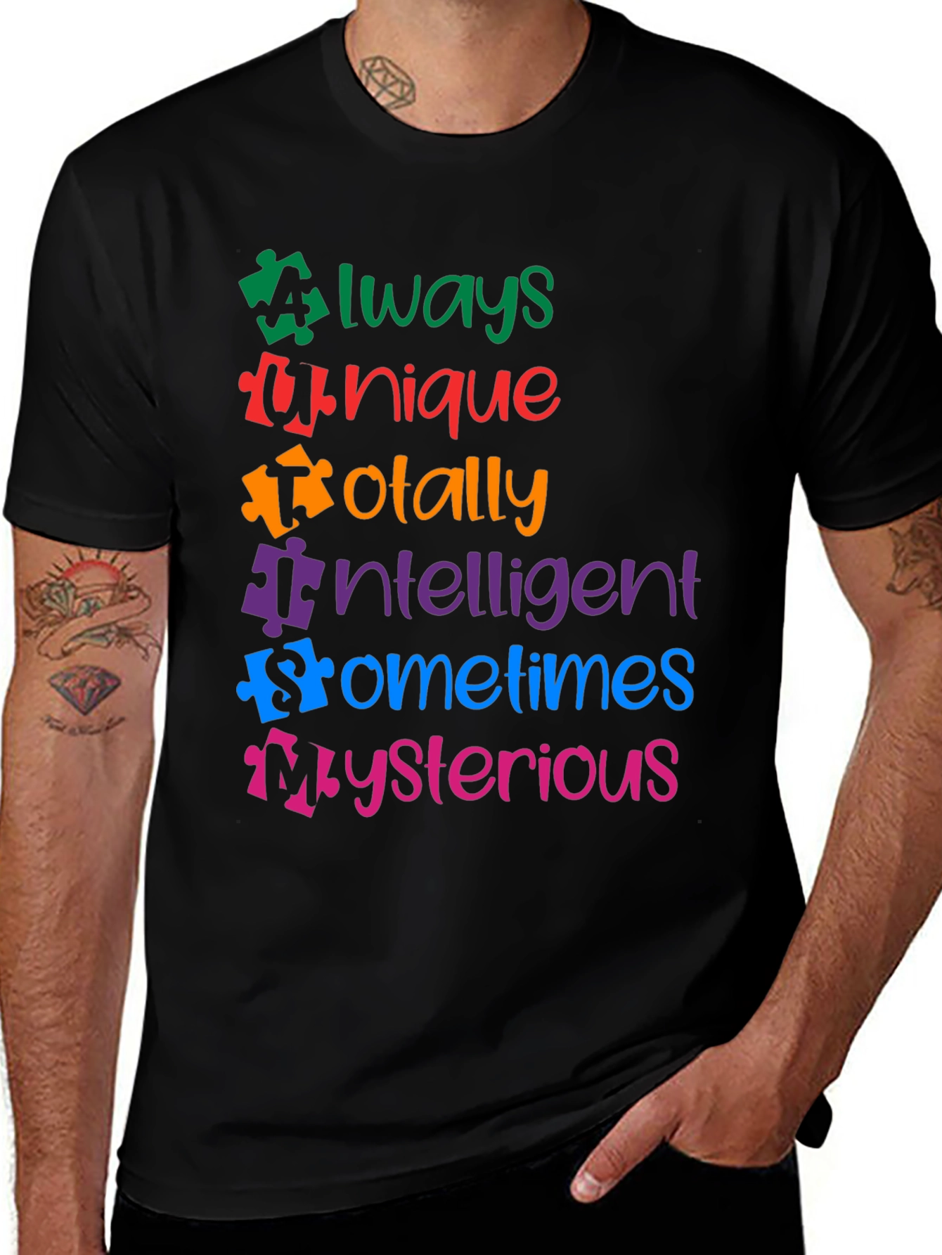 Autism Awareness Puzzle Piece Graphic T-Shirt