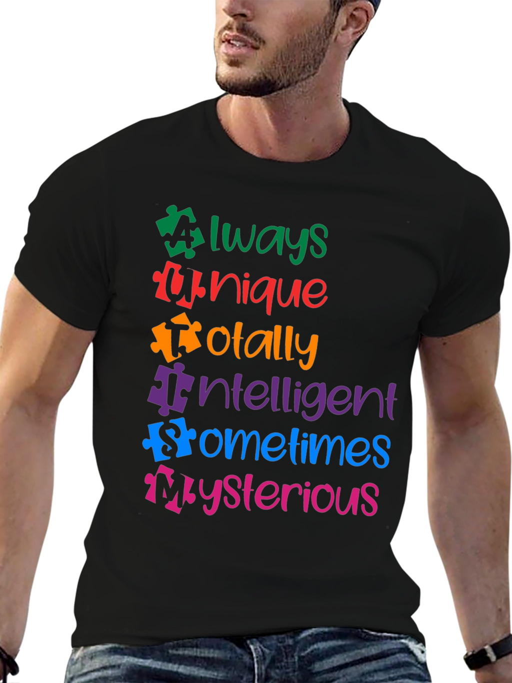 Autism Awareness Puzzle Piece Graphic T-Shirt