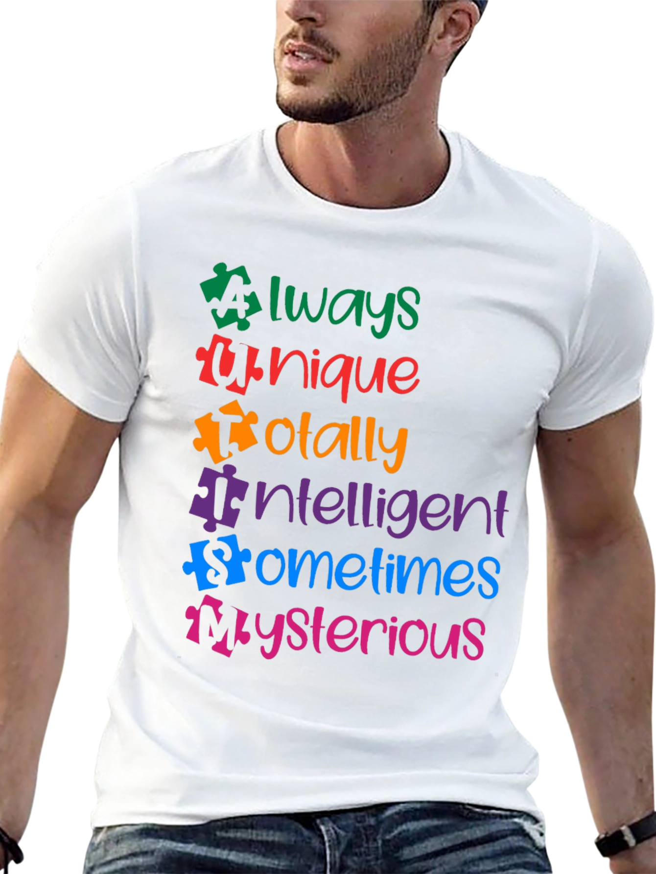 Autism Awareness Puzzle Piece Graphic T-Shirt
