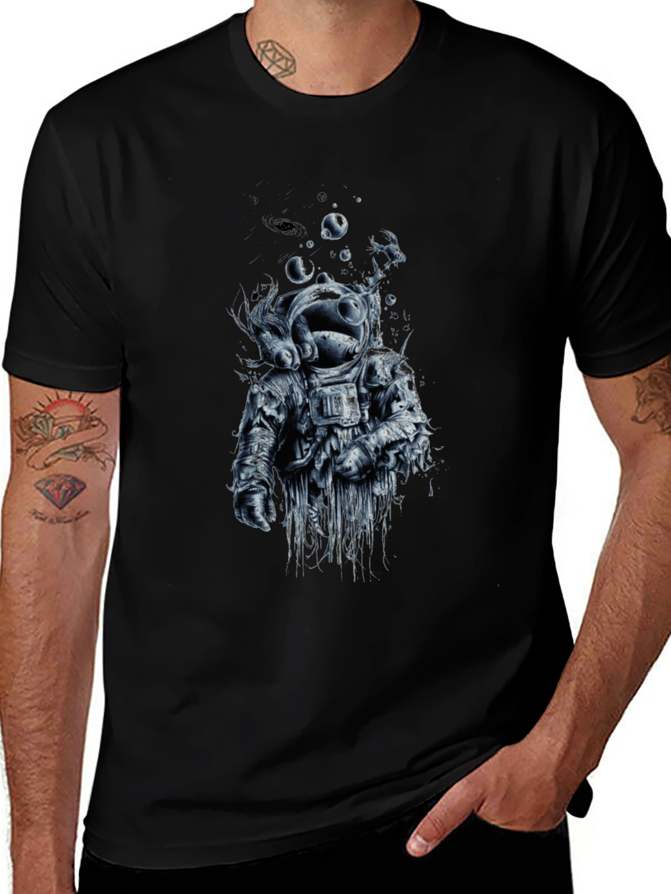 Astronaut Graphic Tee - Black Crew Neck T-Shirt
