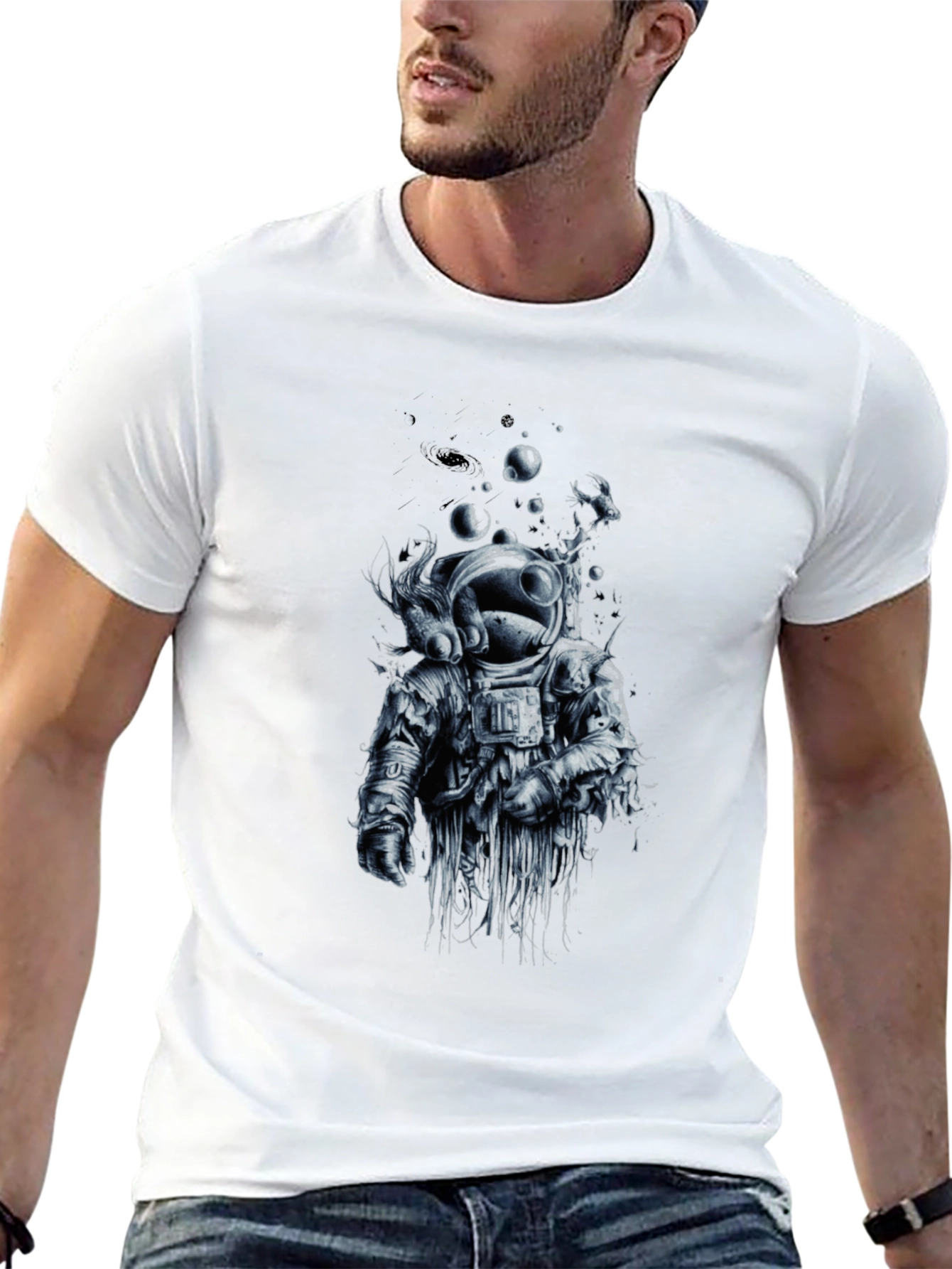 Astronaut Graphic Tee - Black Crew Neck T-Shirt