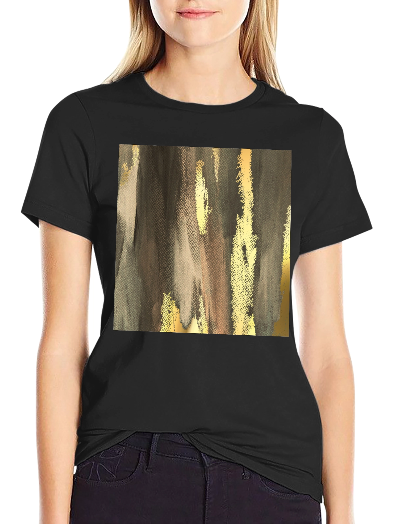 Abstract Gold & Gray Graphic Tee