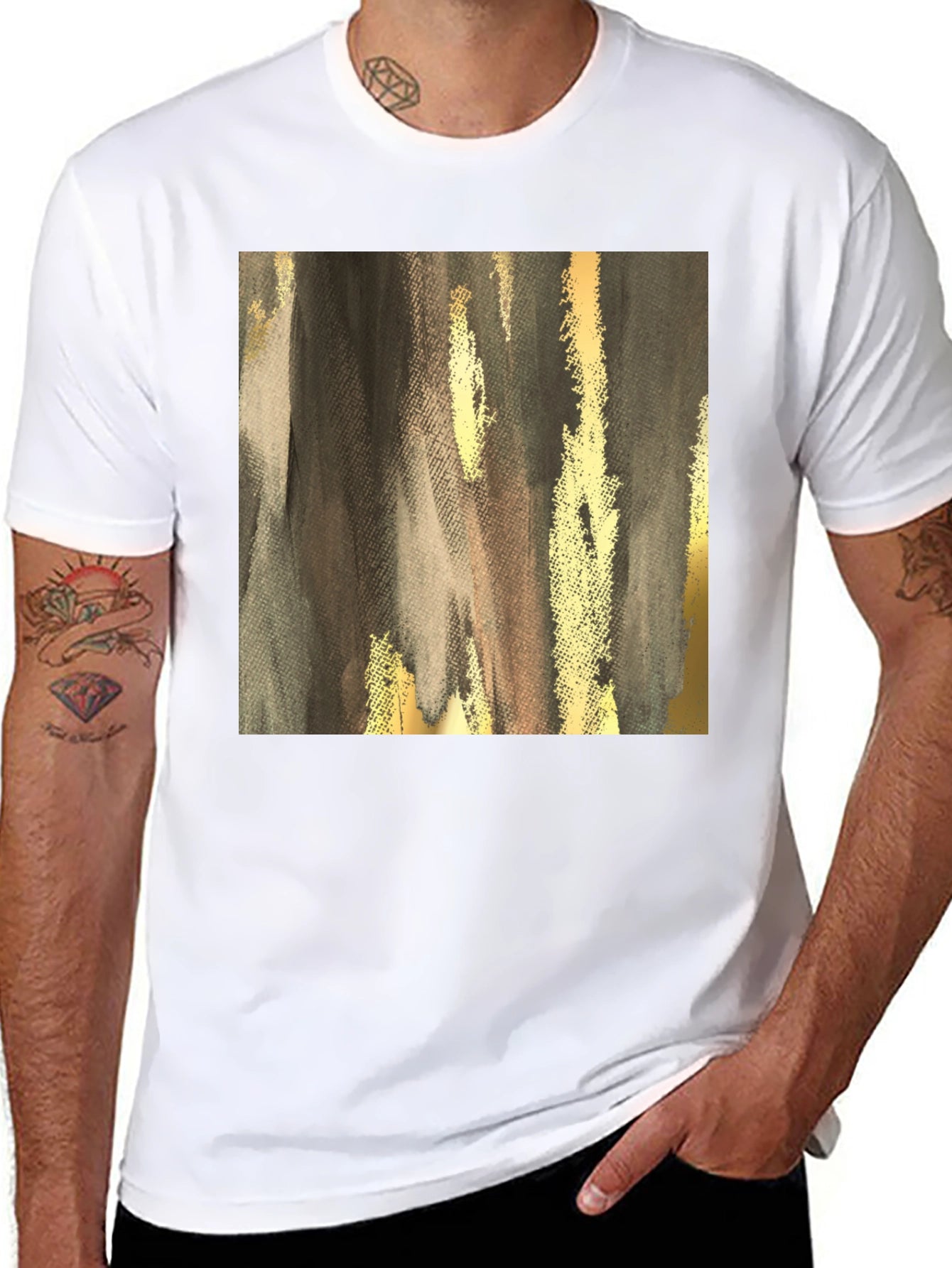 Abstract Gold & Gray Graphic Tee