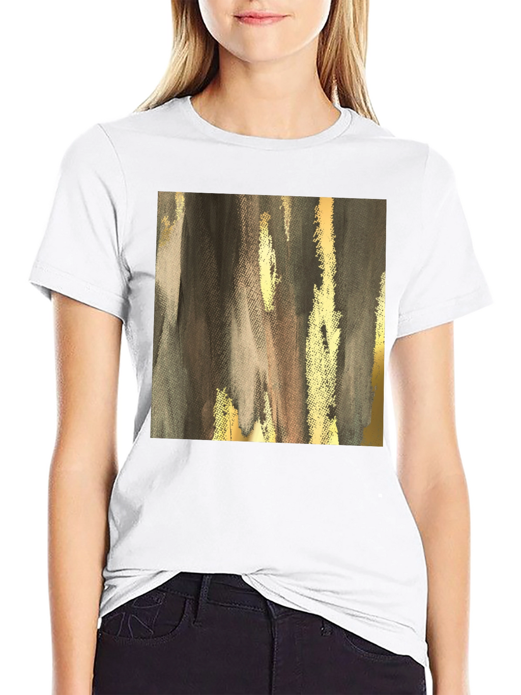 Abstract Gold & Gray Graphic Tee