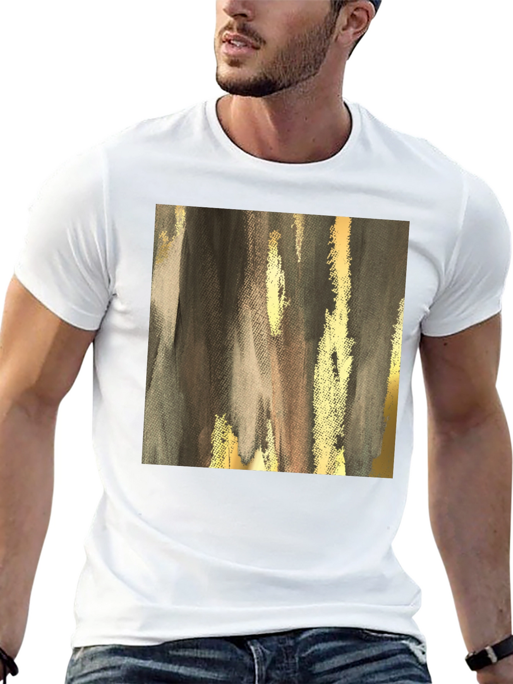 Abstract Gold & Gray Graphic Tee