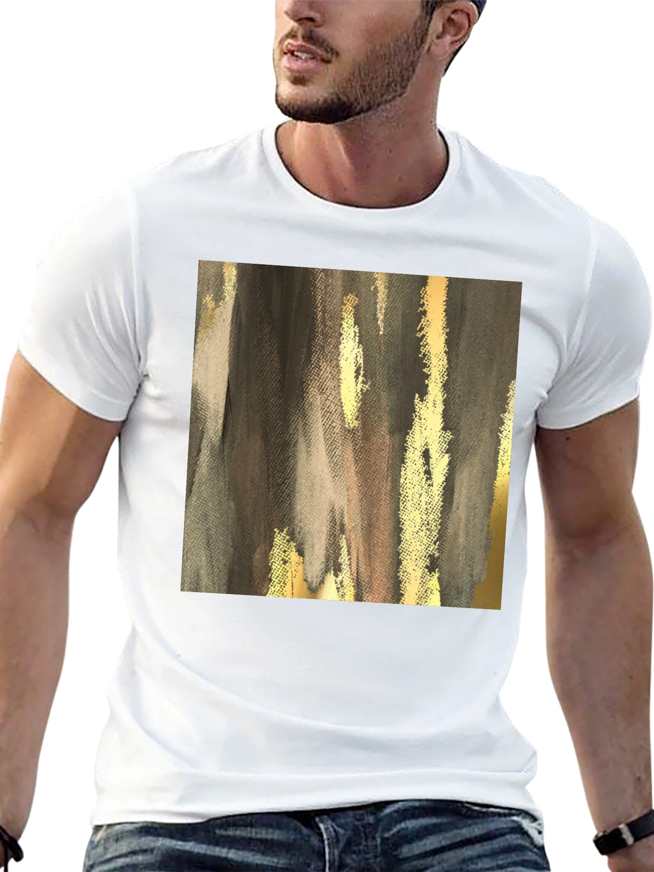 Abstract Gold & Gray Graphic Tee