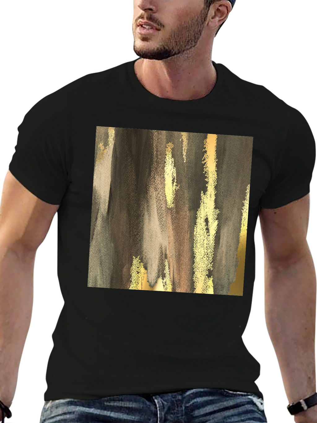 Abstract Gold & Gray Graphic Tee
