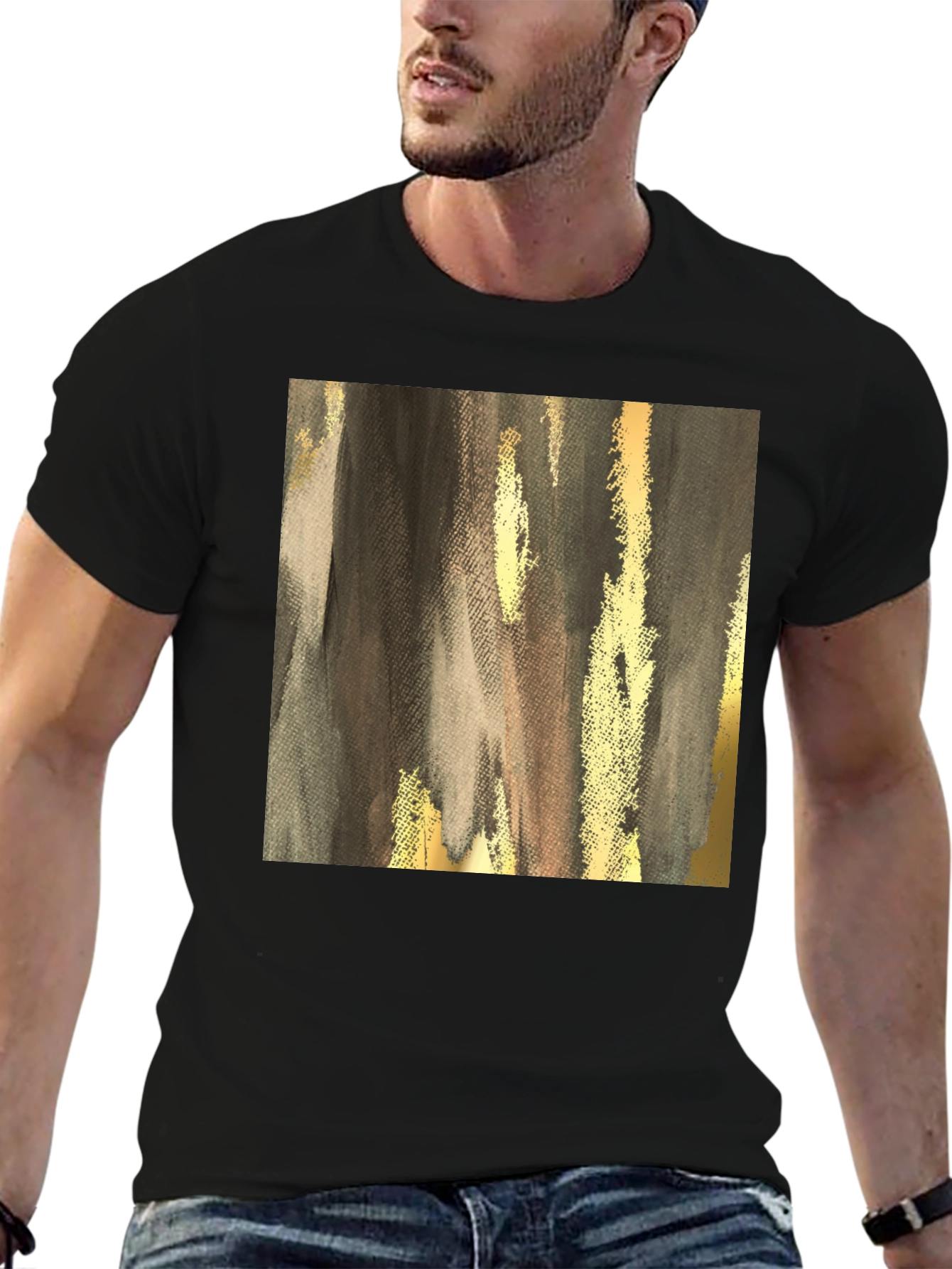 Abstract Gold & Gray Graphic Tee
