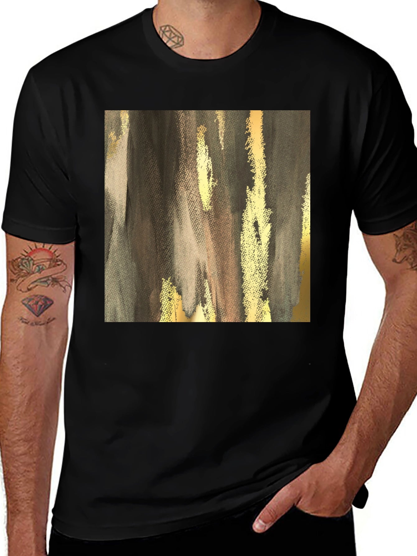 Abstract Gold & Gray Graphic Tee