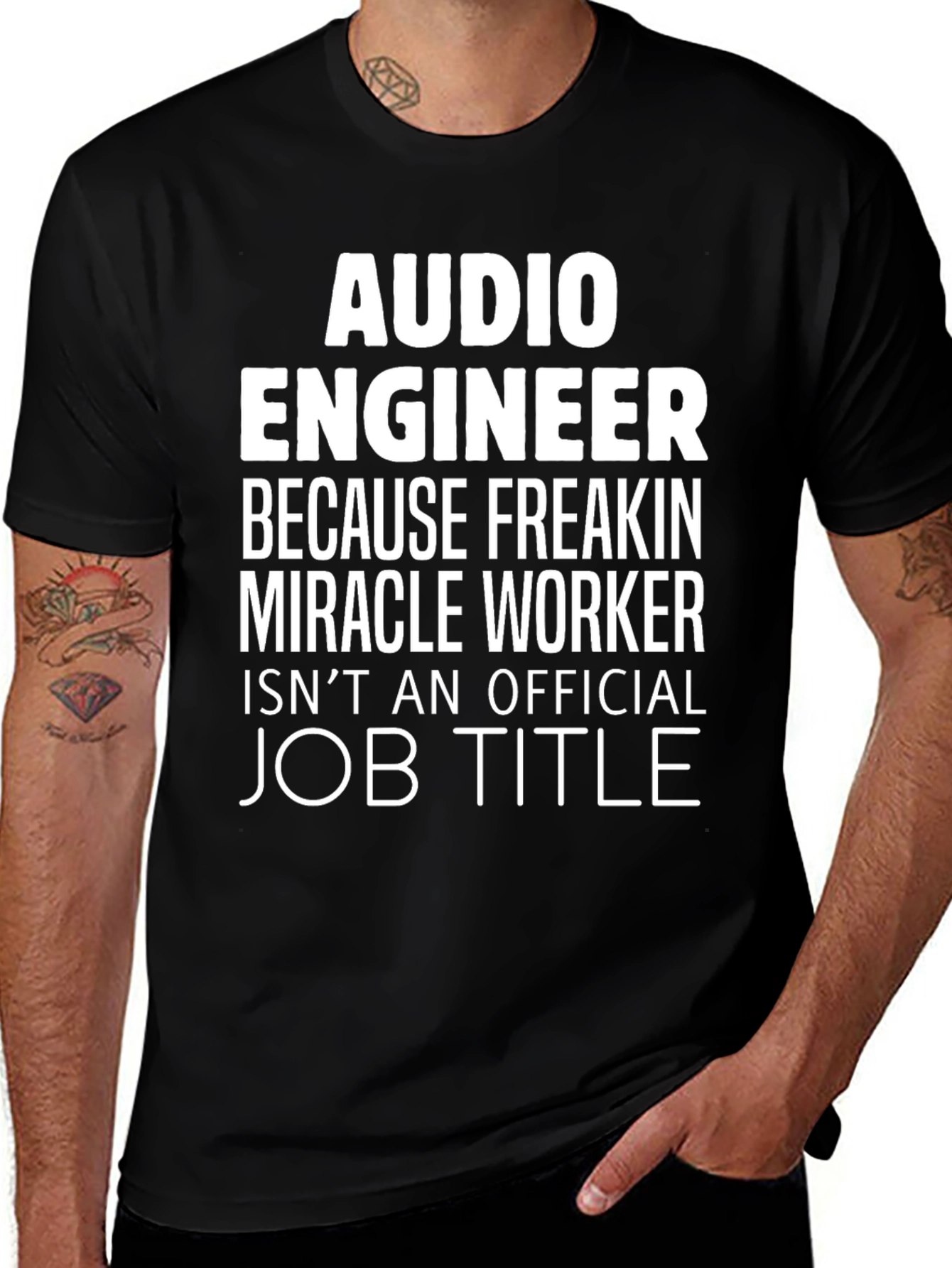 Audio Engineer T-Shirt - Miracle Worker Job Title Funny Tee
