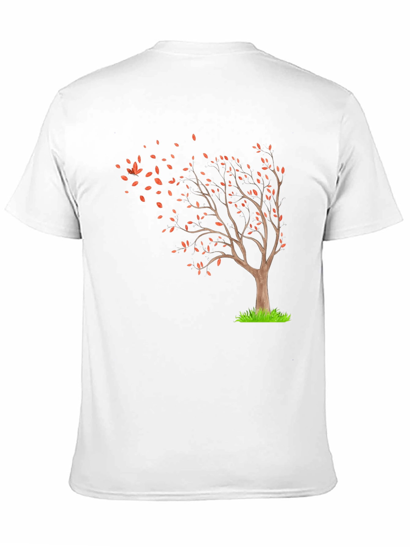 Autumn Tree Graphic Tee - Black Cotton Casual Shirt