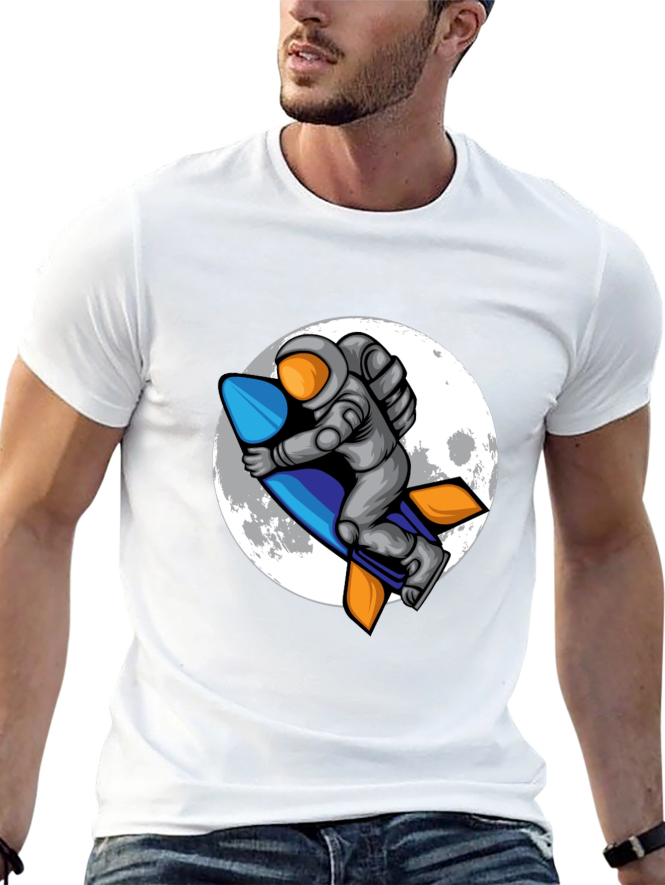 Astronaut Rocket T-Shirt - Moon Adventure Tee