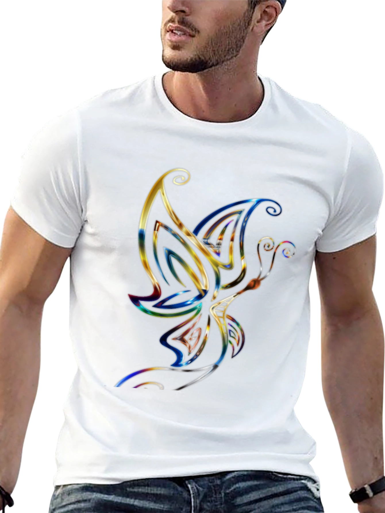 Butterfly Graphic Tee - Stylish Mens Black T-Shirt