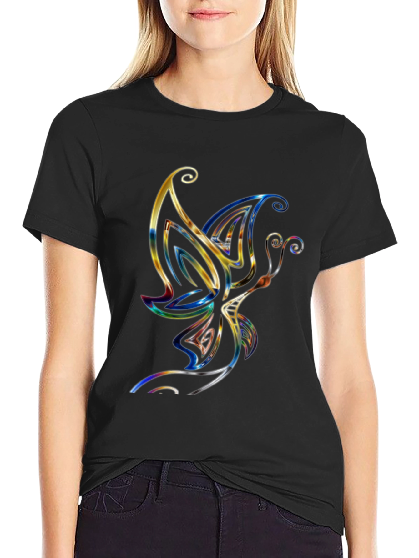 Butterfly Graphic Tee - Stylish Mens Black T-Shirt