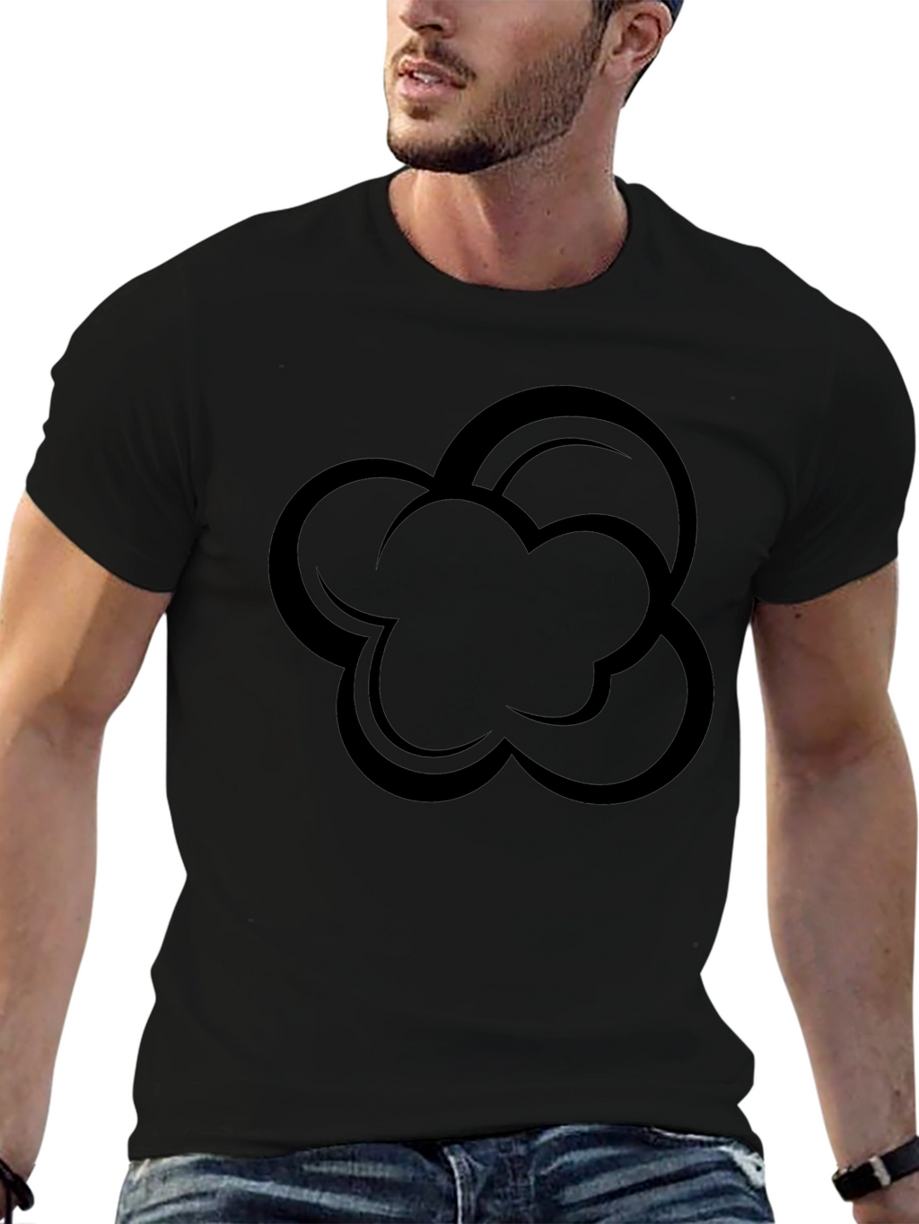 Abstract Cloud Graphic Black T-Shirt
