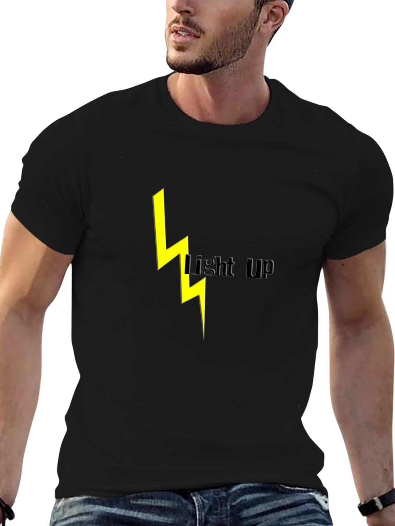 Black Lightning Bolt Light Up Graphic Tee