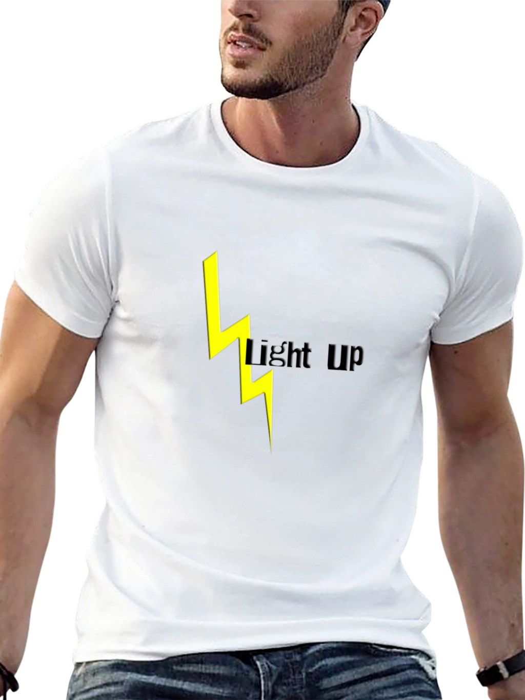 Black Lightning Bolt Light Up Graphic Tee