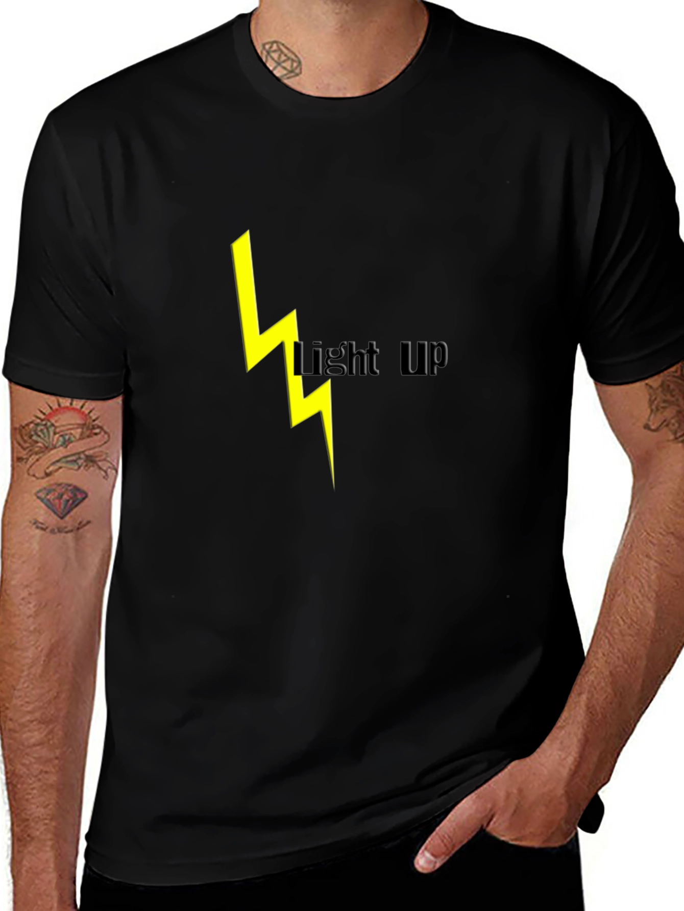 Black Lightning Bolt Light Up Graphic Tee