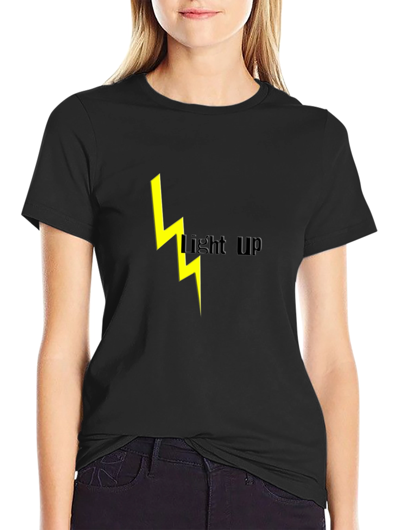 Black Lightning Bolt Light Up Graphic Tee