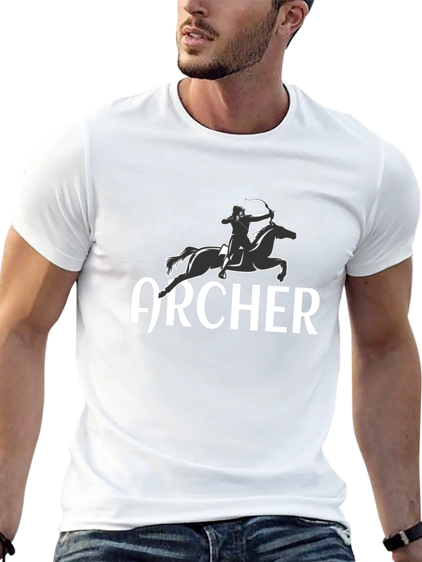 Archer Horseback Rider Graphic Tee - Black