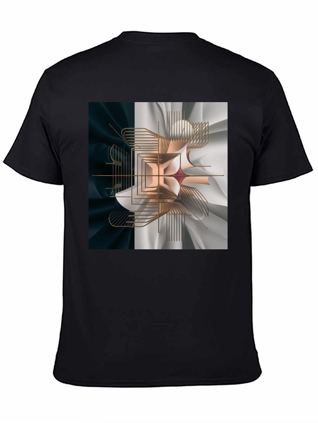 Abstract Geometric Graphic Print Black T-Shirt