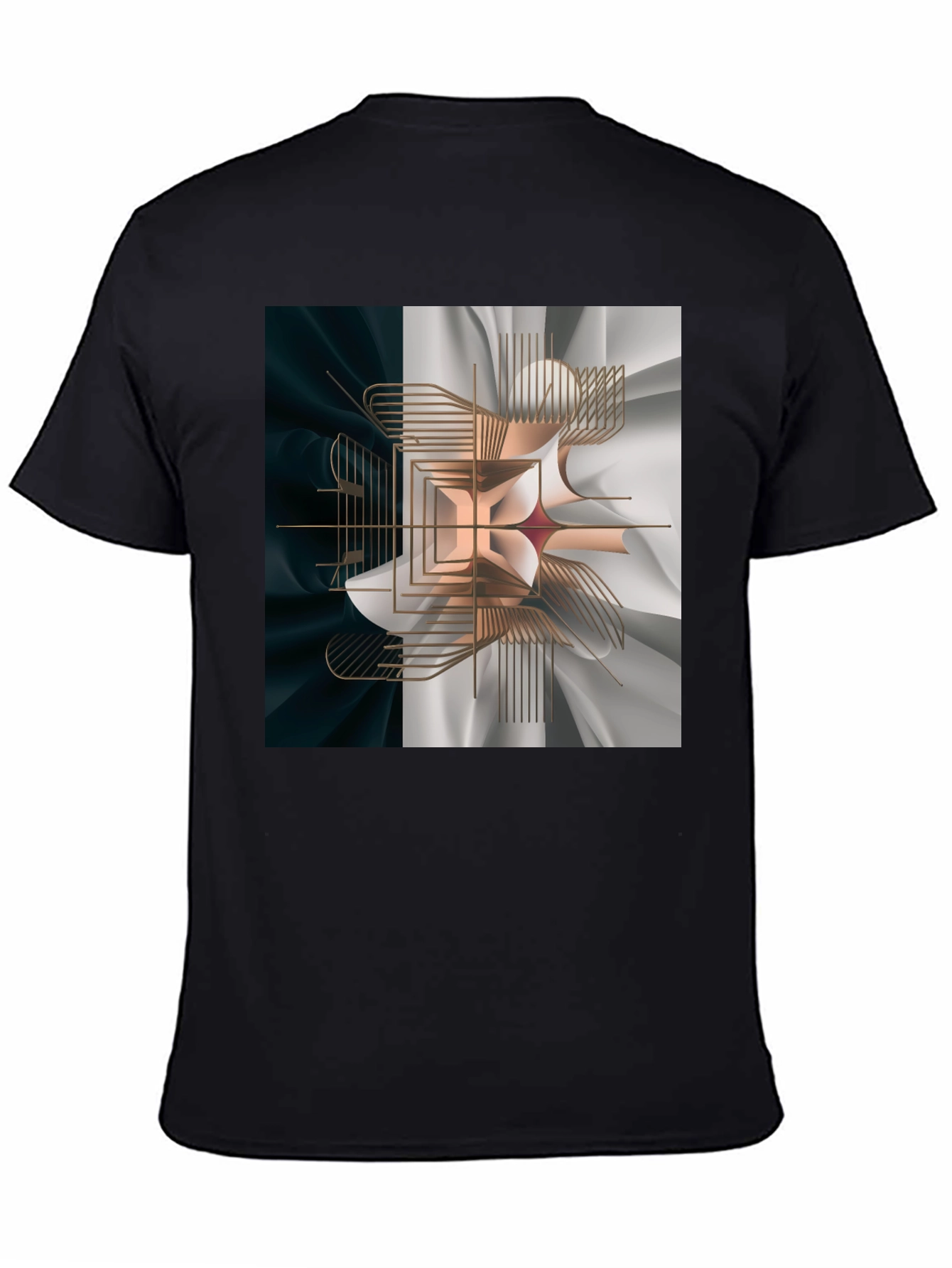 Abstract Geometric Graphic Print Black T-Shirt