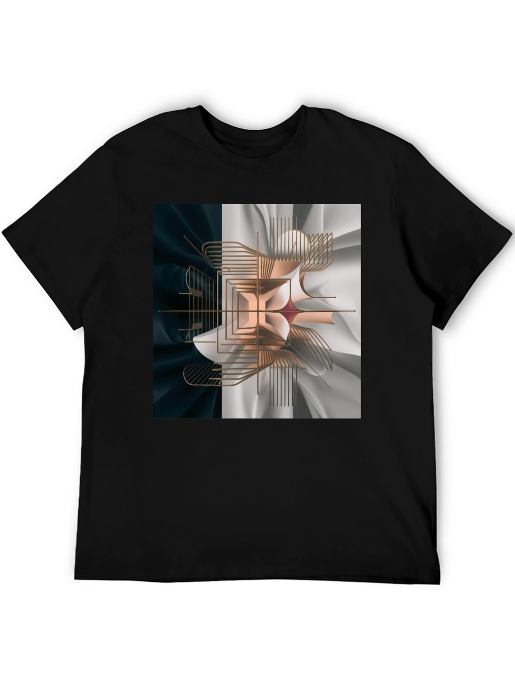 Abstract Geometric Graphic Print Black T-Shirt