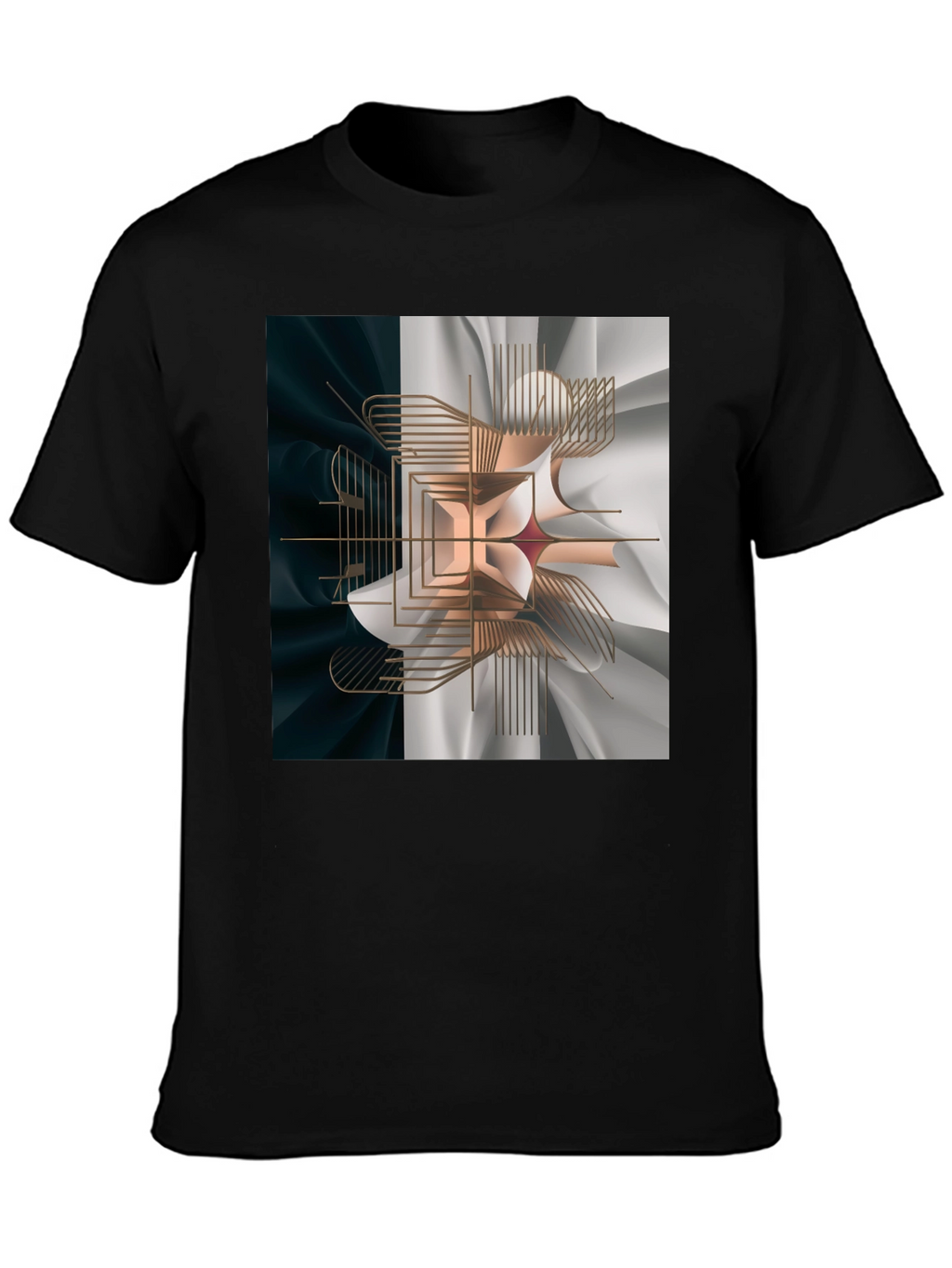 Abstract Geometric Graphic Print Black T-Shirt