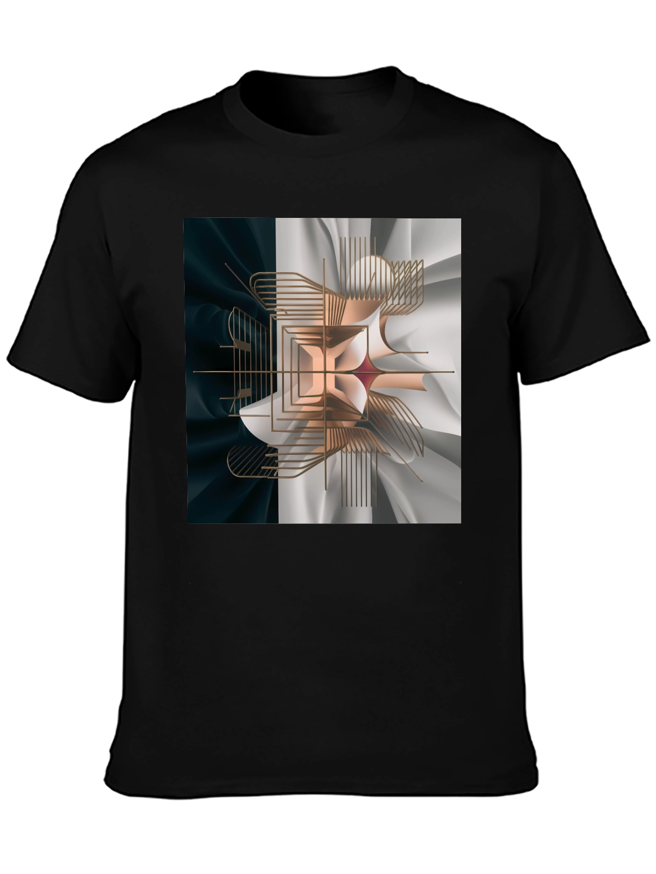 Abstract Geometric Graphic Print Black T-Shirt