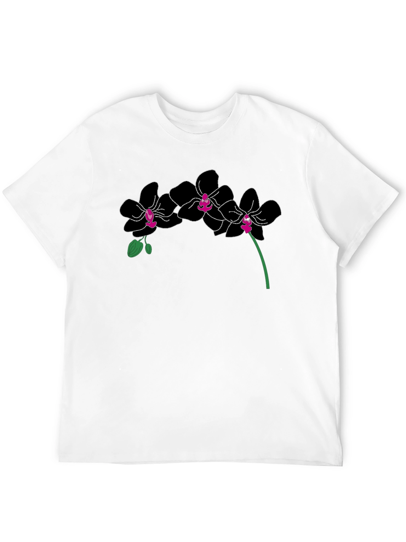 Black Orchid Graphic T-Shirt - Modern Floral Design