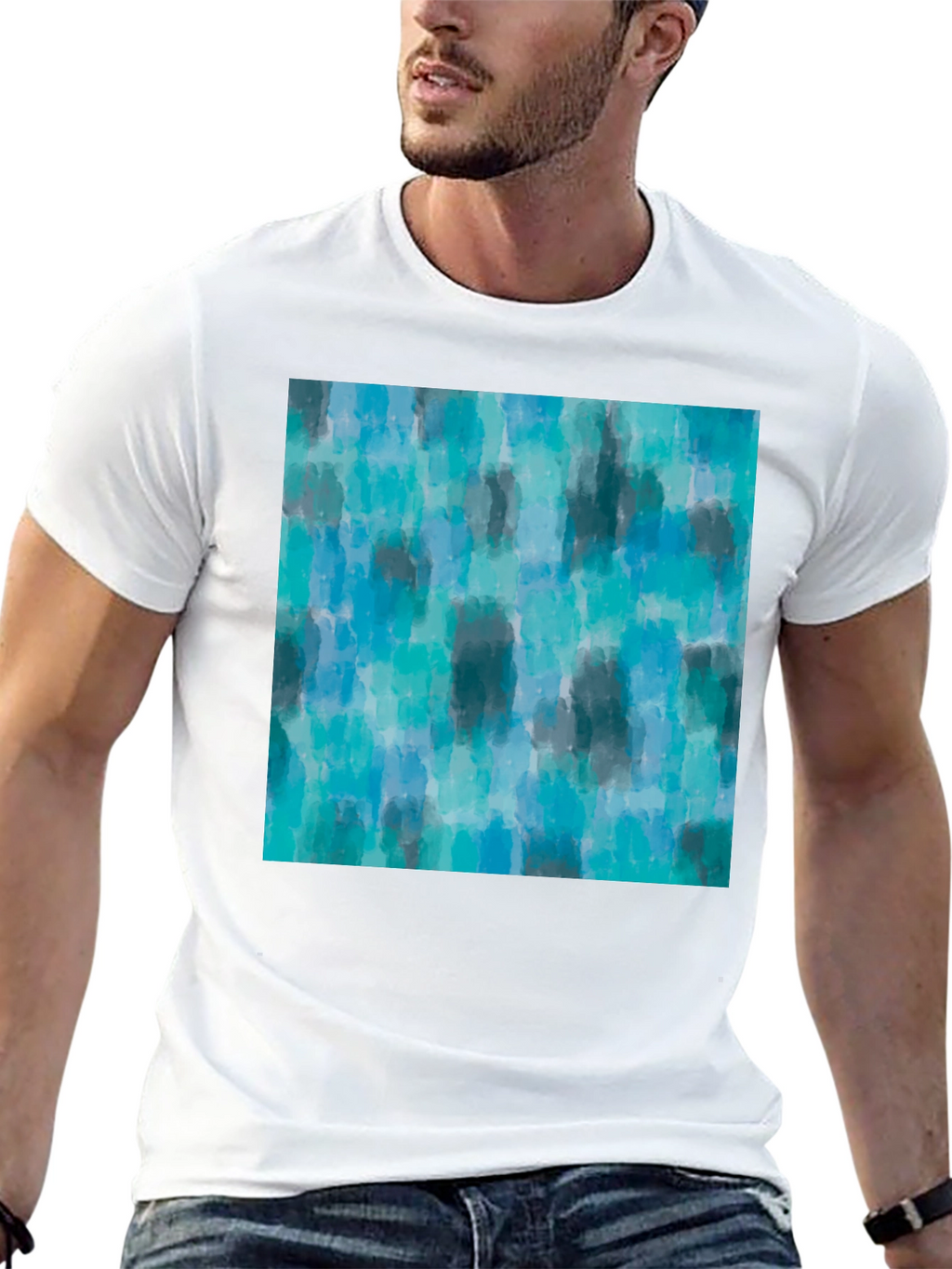 Abstract Blue Pattern Tee - Casual Style