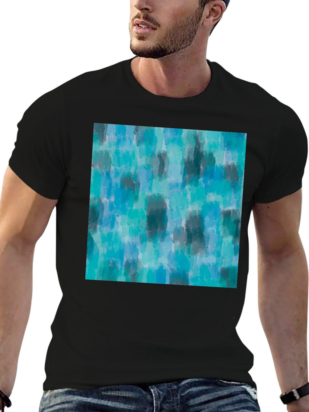 Abstract Blue Pattern Tee - Casual Style