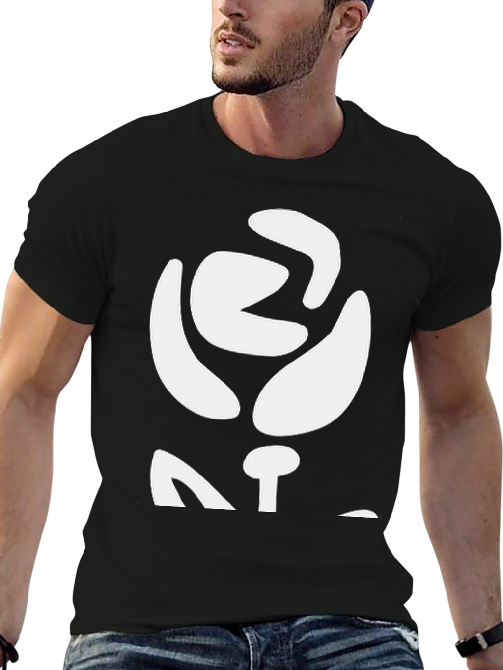 Abstract Rose Graphic Tee - Black