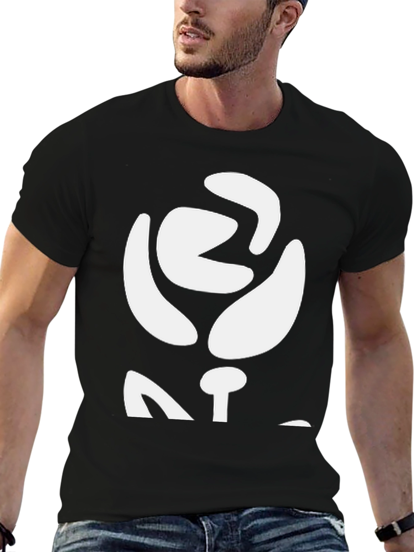 Abstract Rose Graphic Tee - Black