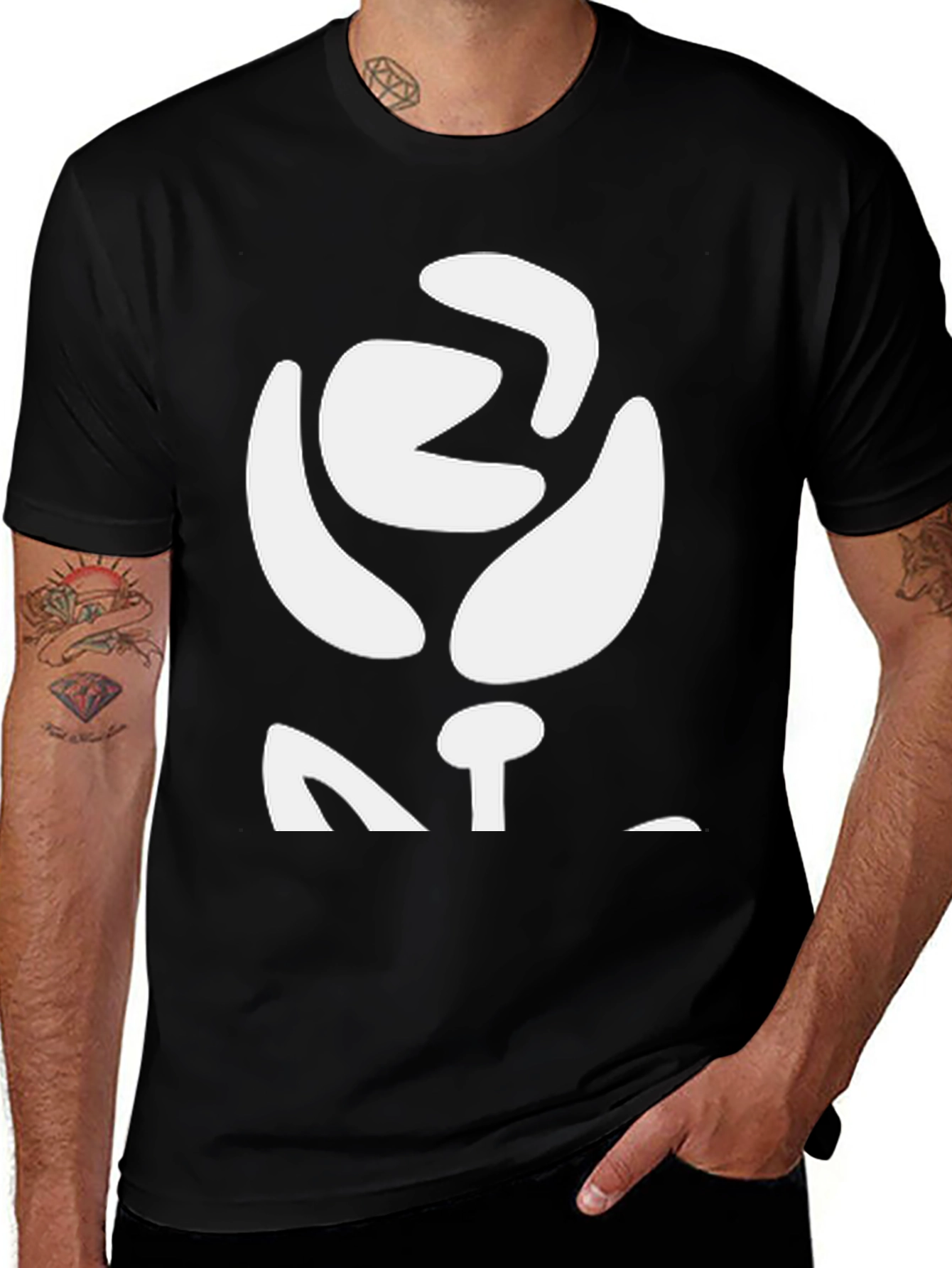 Abstract Rose Graphic Tee - Black