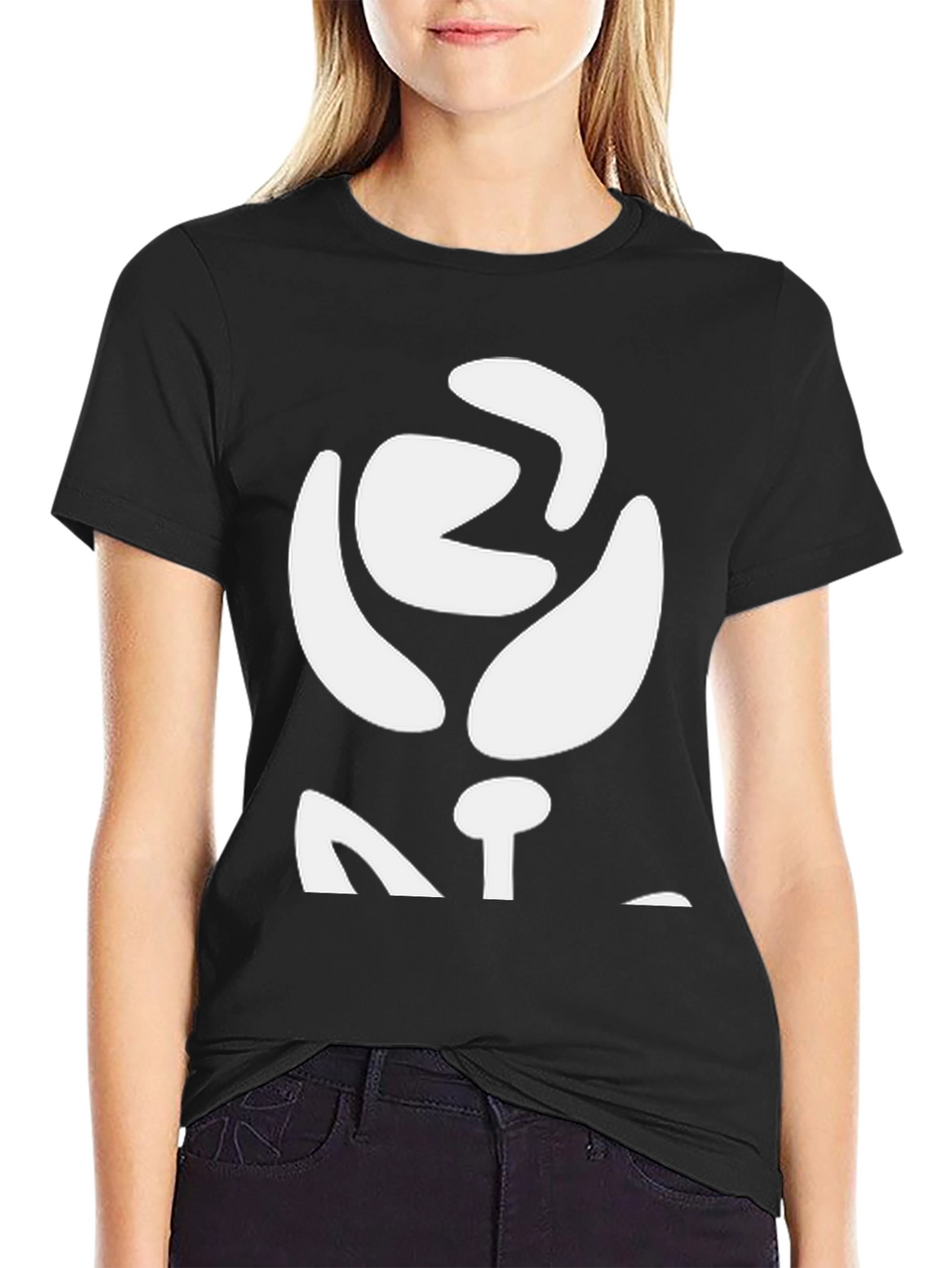 Abstract Rose Graphic Tee - Black