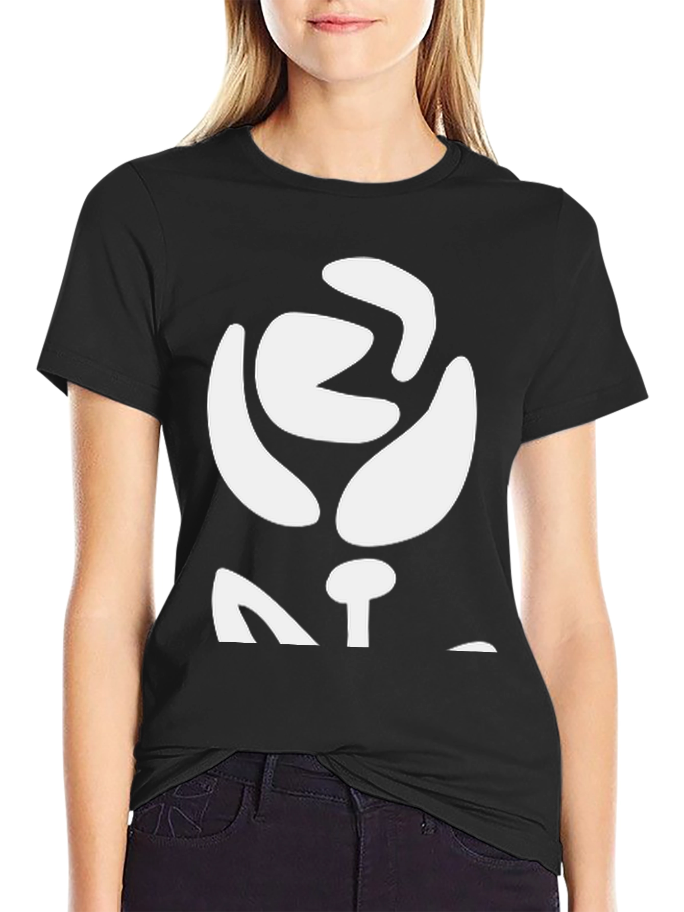 Abstract Rose Graphic Tee - Black