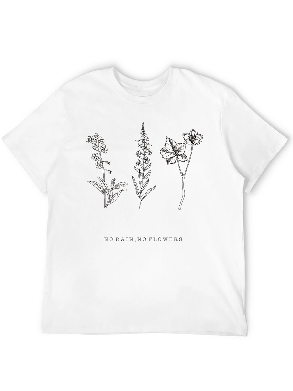 Botanical Line Art Black T-Shirt