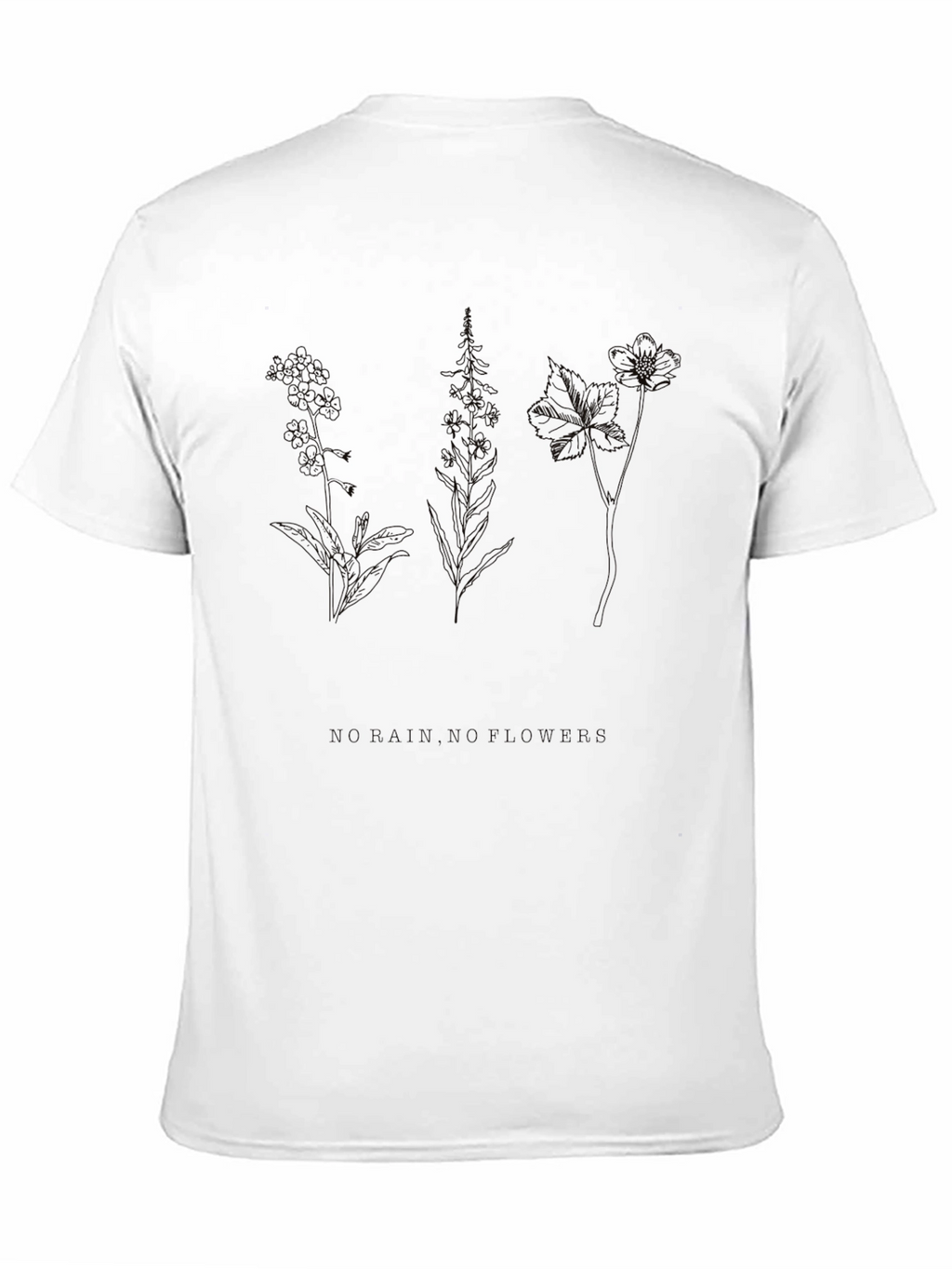 Botanical Line Art Black T-Shirt