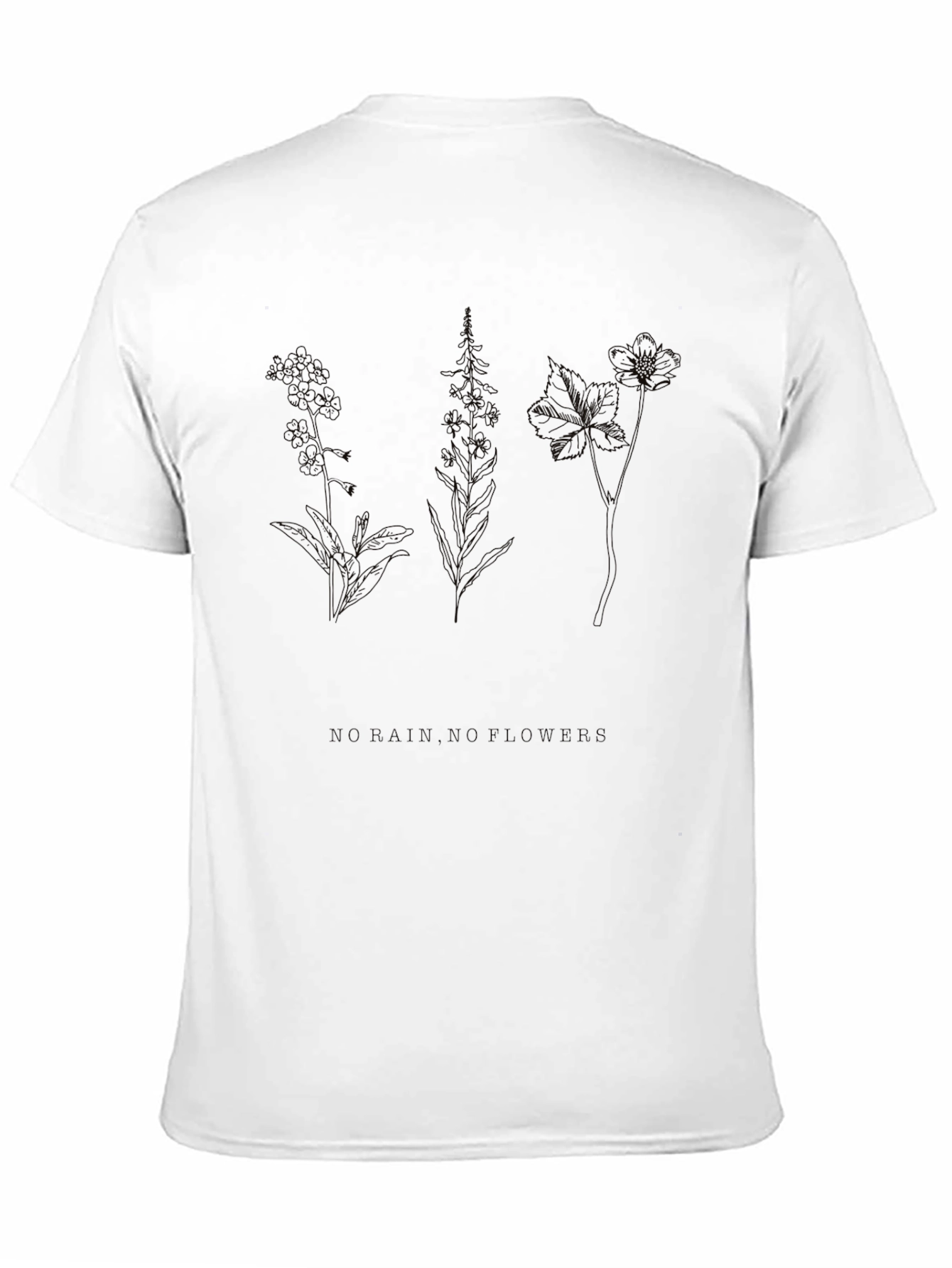 Botanical Line Art Black T-Shirt