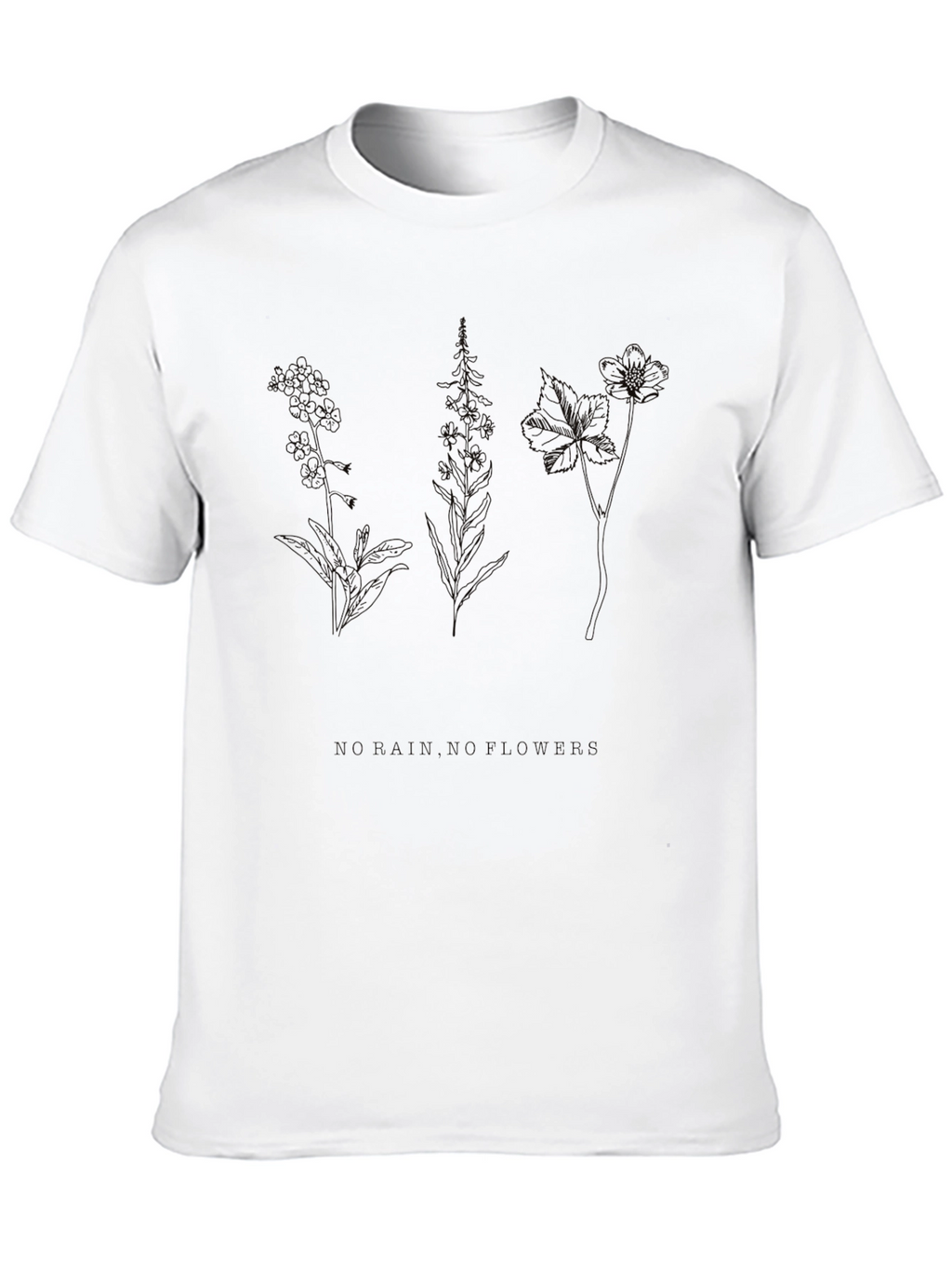 Botanical Line Art Black T-Shirt