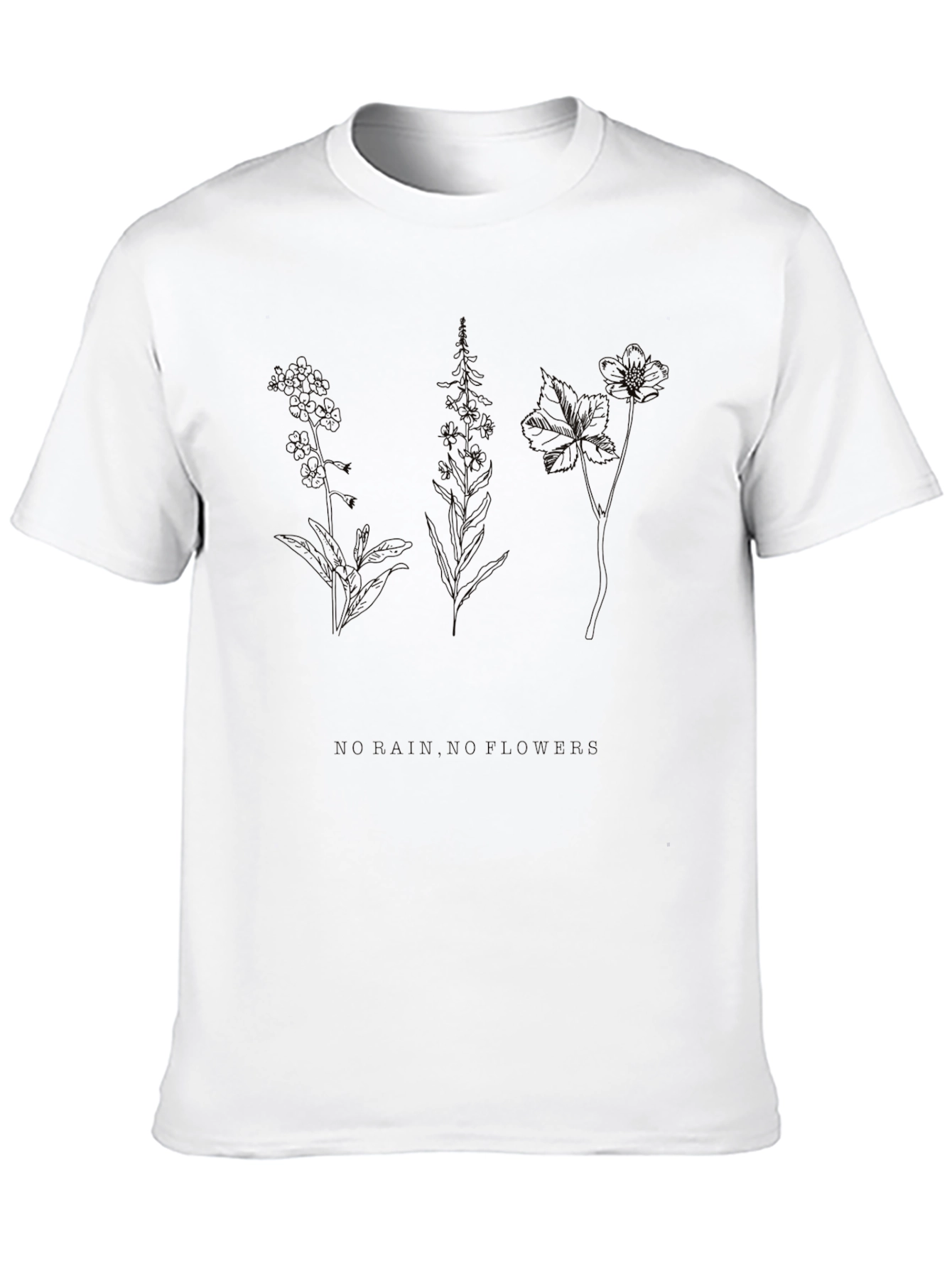 Botanical Line Art Black T-Shirt