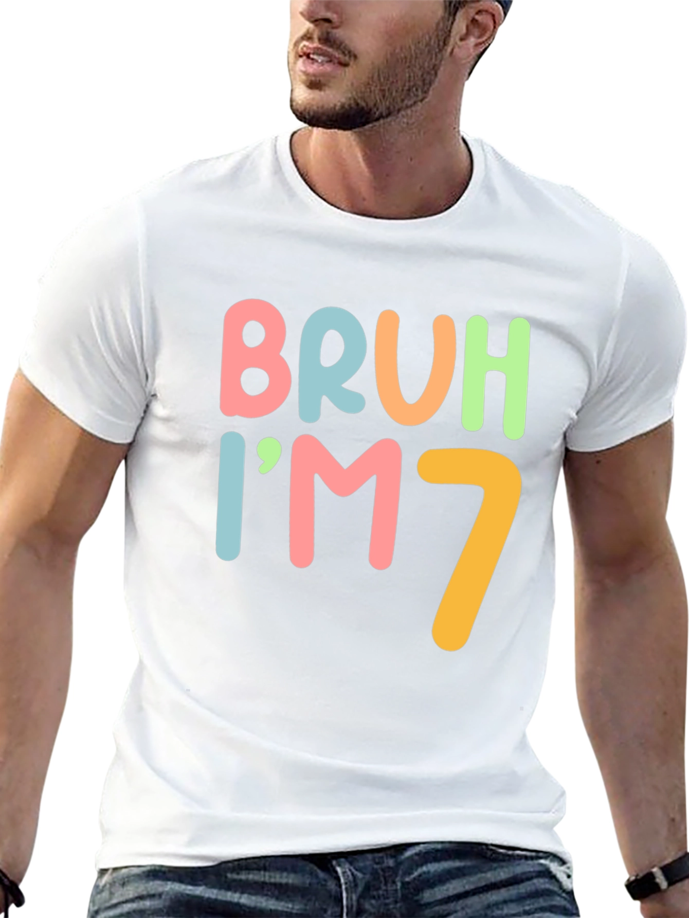 Bruh Im 7 Funny Birthday T-Shirt