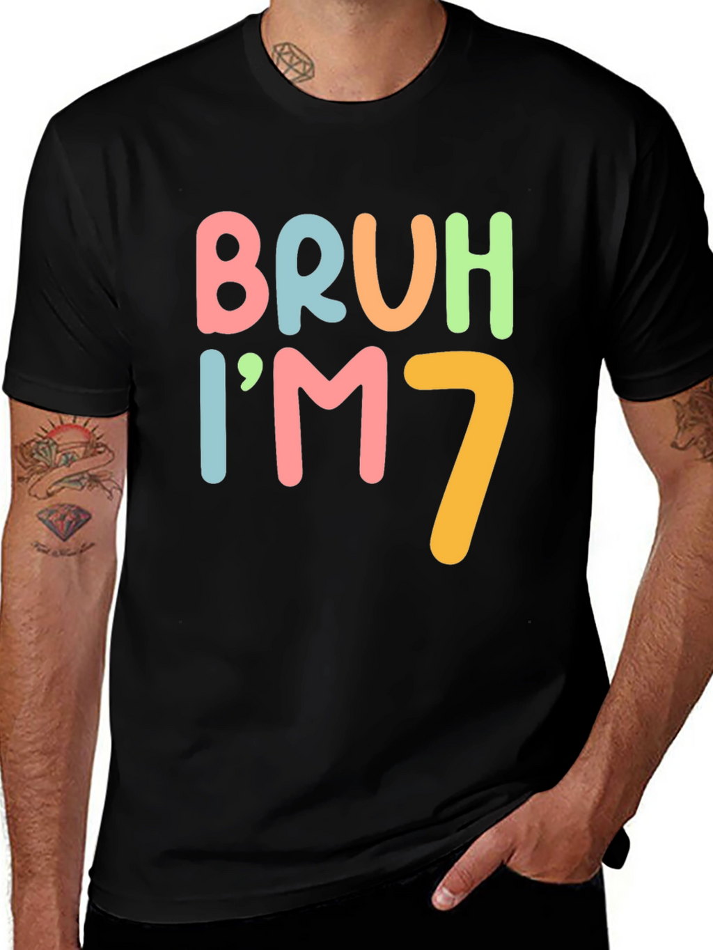 Bruh Im 7 Funny Birthday T-Shirt