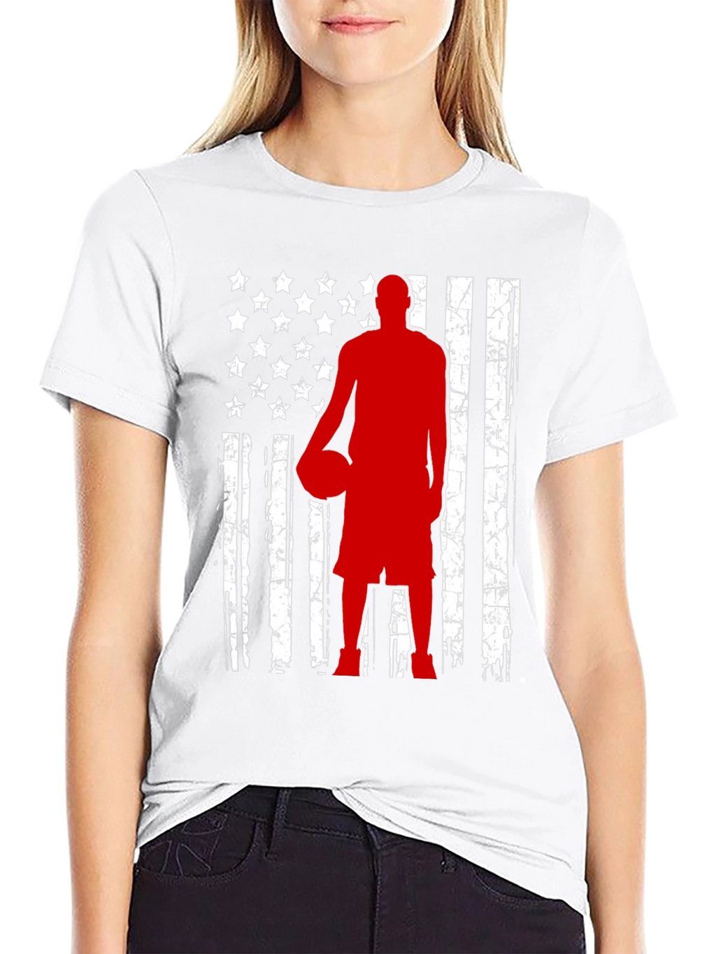 Basketball American Flag Graphic Tee - Black