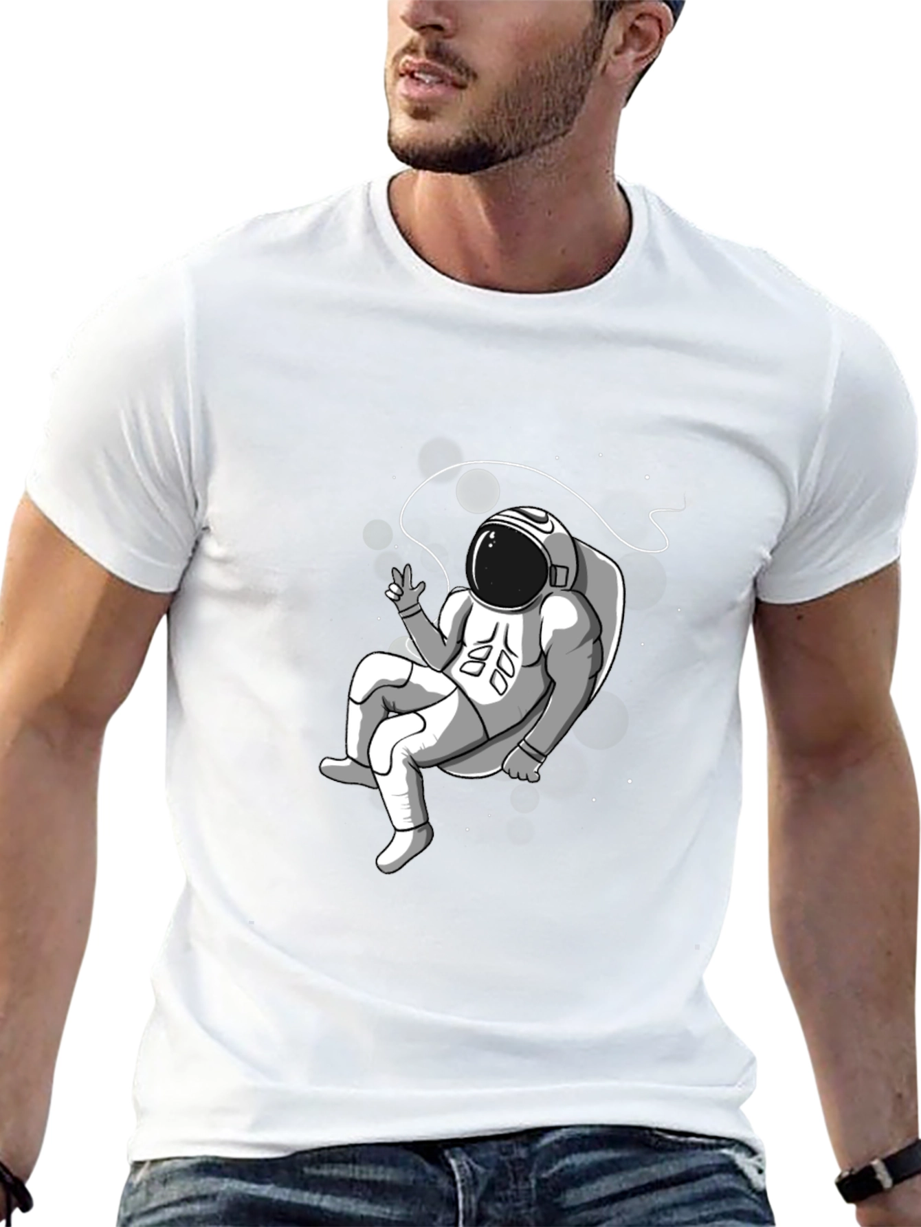 Astronaut Graphic T-Shirt - Black Cotton Tee