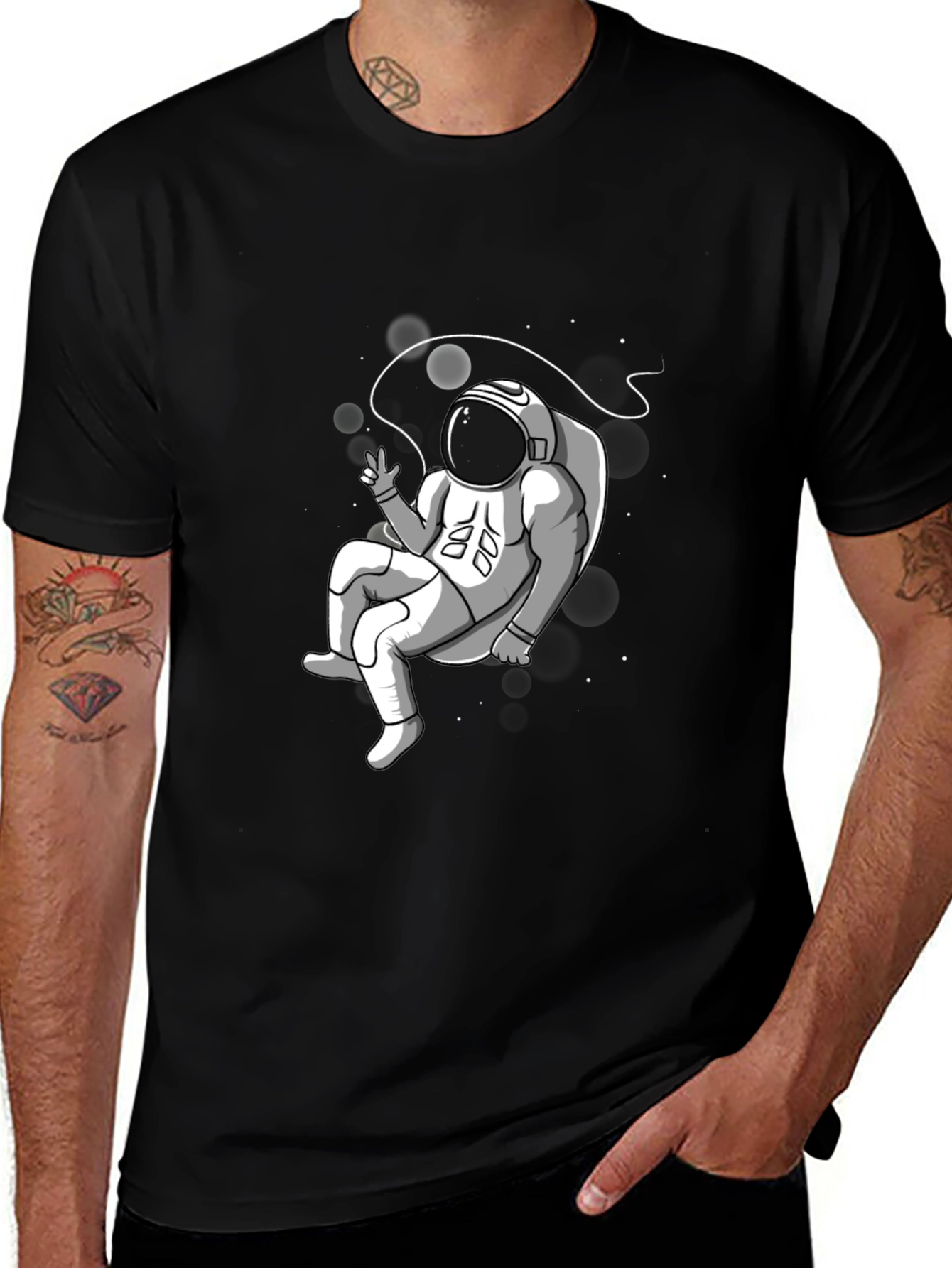 Astronaut Graphic T-Shirt - Black Cotton Tee